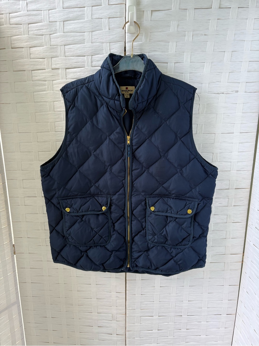 Woolrich Women’s XXL Navy Quilted Down Vest with Snap Flap Pockets Layering Soft